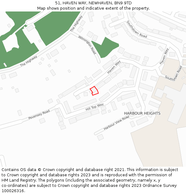 51, HAVEN WAY, NEWHAVEN, BN9 9TD: Location map and indicative extent of plot