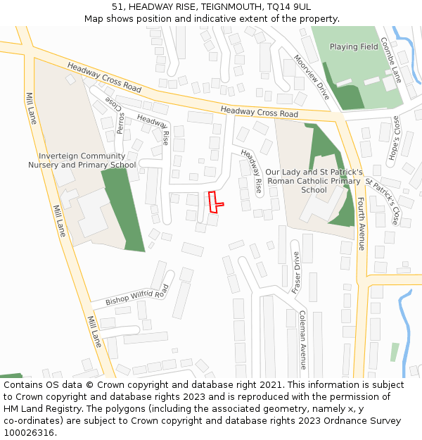 51, HEADWAY RISE, TEIGNMOUTH, TQ14 9UL: Location map and indicative extent of plot