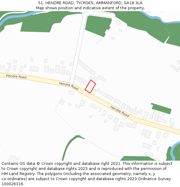 51, HENDRE ROAD, TYCROES, AMMANFORD, SA18 3LA: Location map and indicative extent of plot