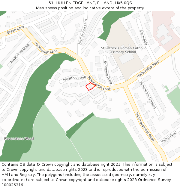 51, HULLEN EDGE LANE, ELLAND, HX5 0QS: Location map and indicative extent of plot