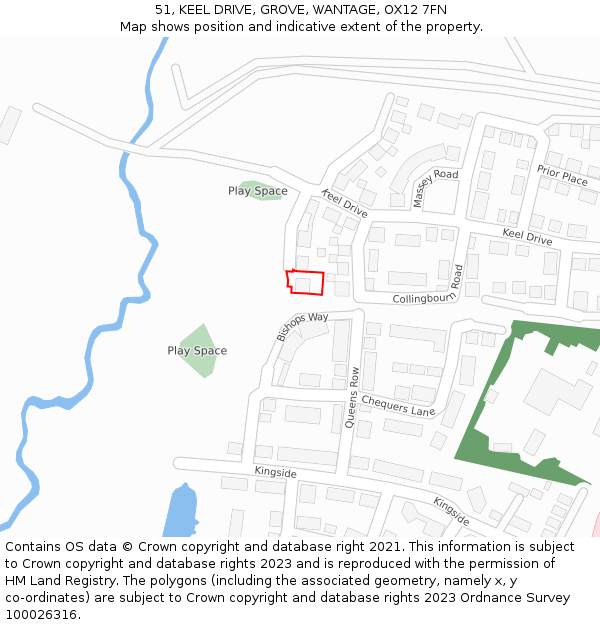 51, KEEL DRIVE, GROVE, WANTAGE, OX12 7FN: Location map and indicative extent of plot