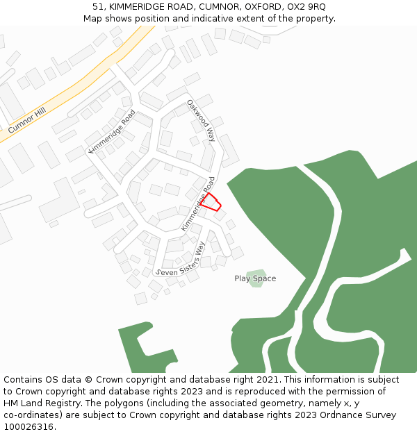 51, KIMMERIDGE ROAD, CUMNOR, OXFORD, OX2 9RQ: Location map and indicative extent of plot