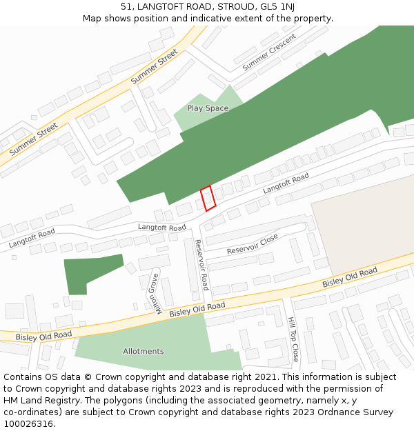 51, LANGTOFT ROAD, STROUD, GL5 1NJ: Location map and indicative extent of plot