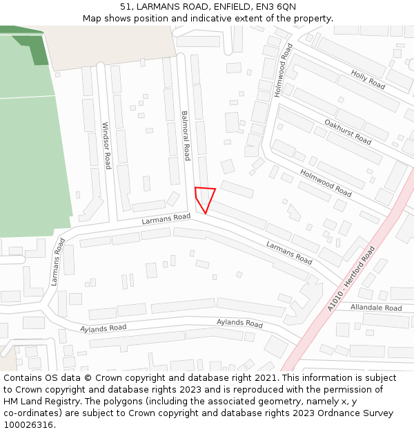 51, LARMANS ROAD, ENFIELD, EN3 6QN: Location map and indicative extent of plot
