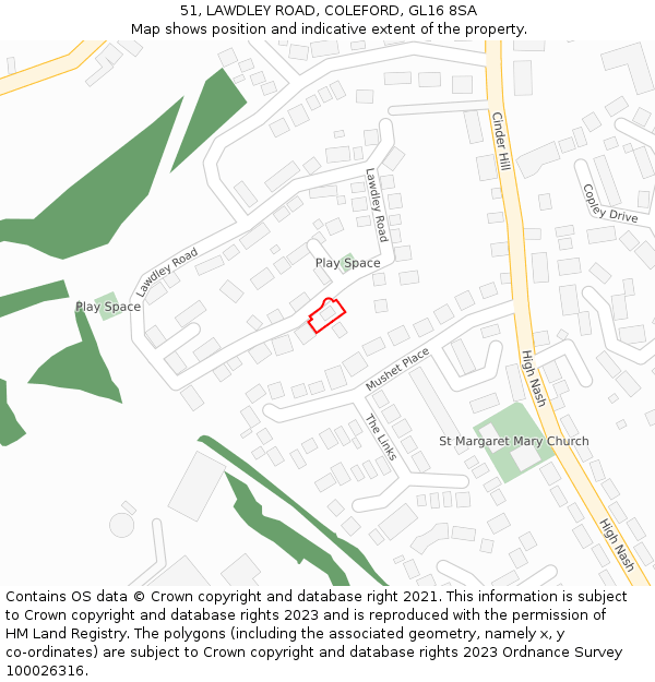 51, LAWDLEY ROAD, COLEFORD, GL16 8SA: Location map and indicative extent of plot