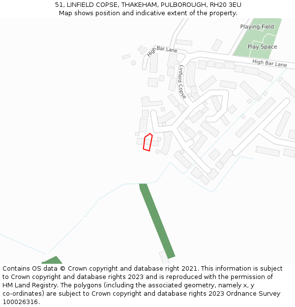 51, LINFIELD COPSE, THAKEHAM, PULBOROUGH, RH20 3EU: Location map and indicative extent of plot