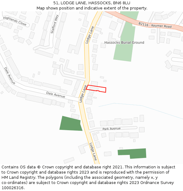 51, LODGE LANE, HASSOCKS, BN6 8LU: Location map and indicative extent of plot