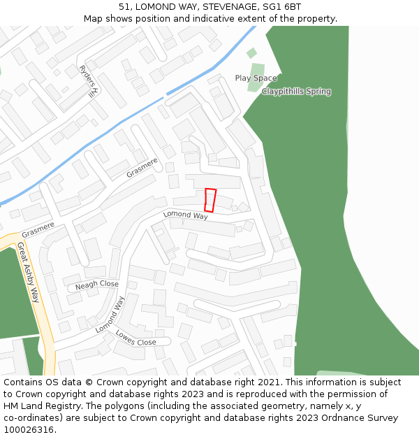 51, LOMOND WAY, STEVENAGE, SG1 6BT: Location map and indicative extent of plot