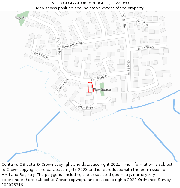 51, LON GLANFOR, ABERGELE, LL22 9YQ: Location map and indicative extent of plot