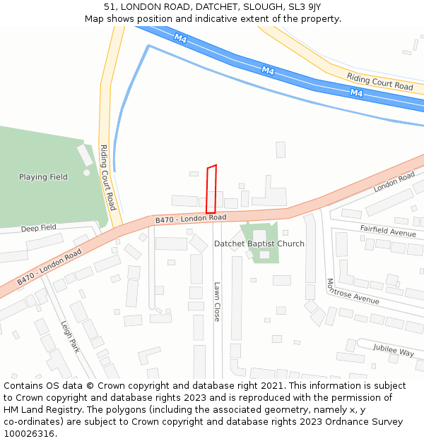 51, LONDON ROAD, DATCHET, SLOUGH, SL3 9JY: Location map and indicative extent of plot