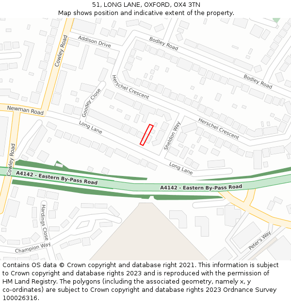 51, LONG LANE, OXFORD, OX4 3TN: Location map and indicative extent of plot