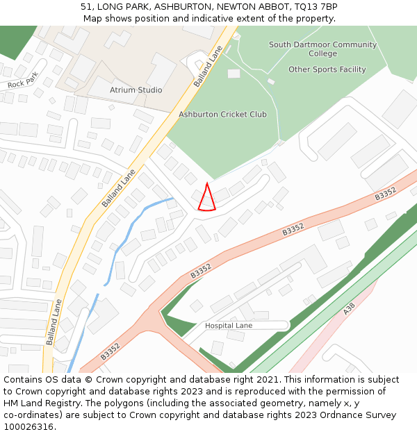 51, LONG PARK, ASHBURTON, NEWTON ABBOT, TQ13 7BP: Location map and indicative extent of plot