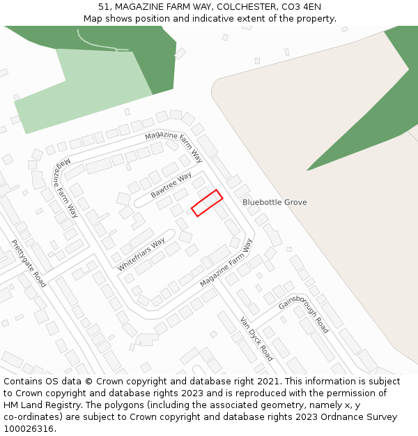 51, MAGAZINE FARM WAY, COLCHESTER, CO3 4EN: Location map and indicative extent of plot