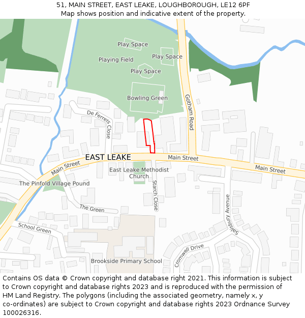 51, MAIN STREET, EAST LEAKE, LOUGHBOROUGH, LE12 6PF: Location map and indicative extent of plot