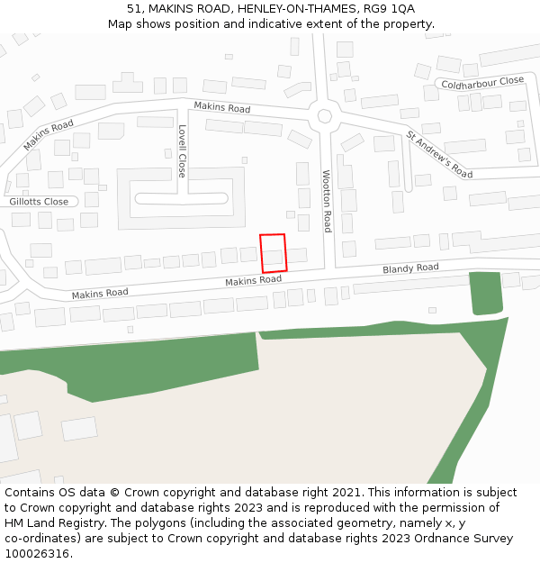 51, MAKINS ROAD, HENLEY-ON-THAMES, RG9 1QA: Location map and indicative extent of plot