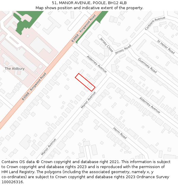 51, MANOR AVENUE, POOLE, BH12 4LB: Location map and indicative extent of plot