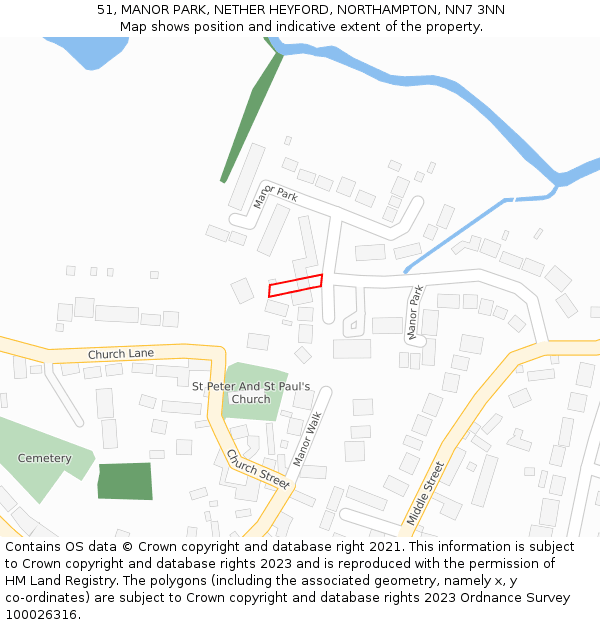 51, MANOR PARK, NETHER HEYFORD, NORTHAMPTON, NN7 3NN: Location map and indicative extent of plot