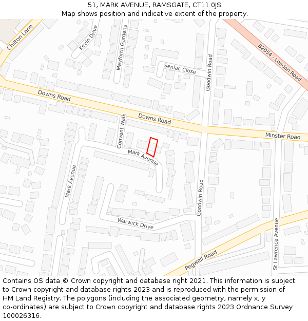 51, MARK AVENUE, RAMSGATE, CT11 0JS: Location map and indicative extent of plot