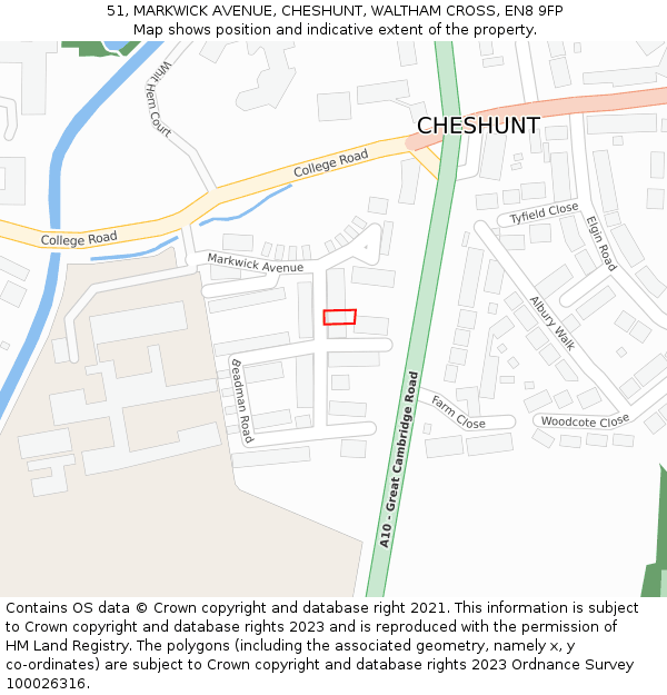 51, MARKWICK AVENUE, CHESHUNT, WALTHAM CROSS, EN8 9FP: Location map and indicative extent of plot
