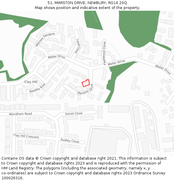 51, MARSTON DRIVE, NEWBURY, RG14 2SQ: Location map and indicative extent of plot