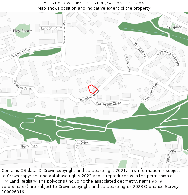 51, MEADOW DRIVE, PILLMERE, SALTASH, PL12 6XJ: Location map and indicative extent of plot