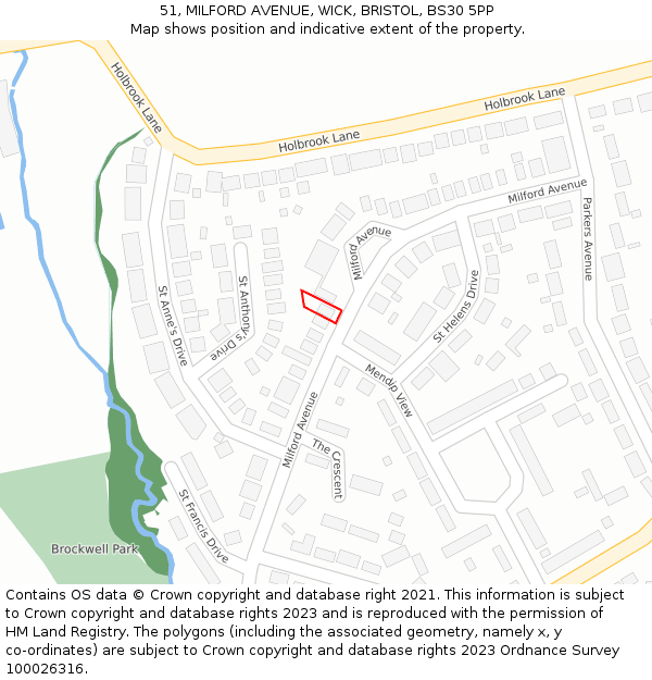 51, MILFORD AVENUE, WICK, BRISTOL, BS30 5PP: Location map and indicative extent of plot