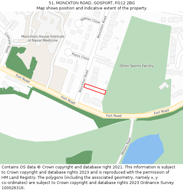 51, MONCKTON ROAD, GOSPORT, PO12 2BG: Location map and indicative extent of plot