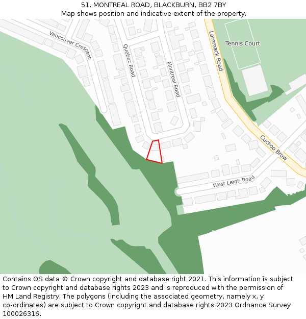 51, MONTREAL ROAD, BLACKBURN, BB2 7BY: Location map and indicative extent of plot