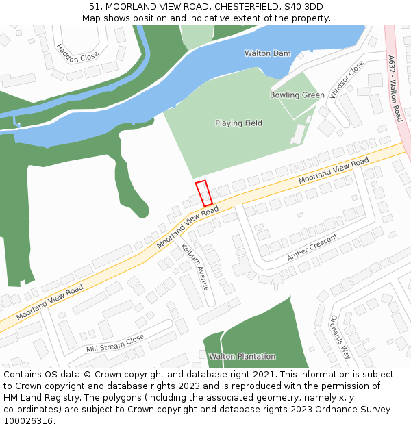 51, MOORLAND VIEW ROAD, CHESTERFIELD, S40 3DD: Location map and indicative extent of plot