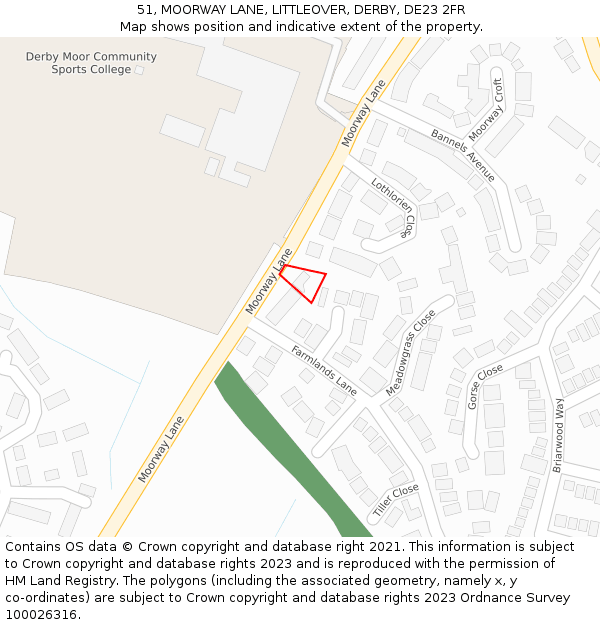 51, MOORWAY LANE, LITTLEOVER, DERBY, DE23 2FR: Location map and indicative extent of plot