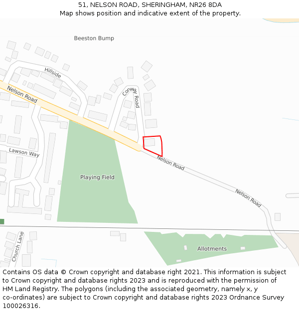 51, NELSON ROAD, SHERINGHAM, NR26 8DA: Location map and indicative extent of plot