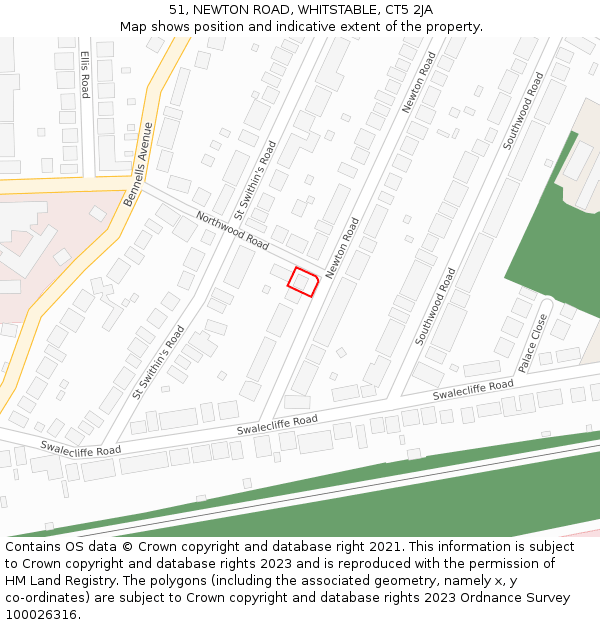 51, NEWTON ROAD, WHITSTABLE, CT5 2JA: Location map and indicative extent of plot