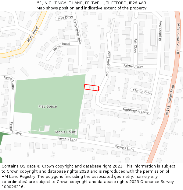 51, NIGHTINGALE LANE, FELTWELL, THETFORD, IP26 4AR: Location map and indicative extent of plot
