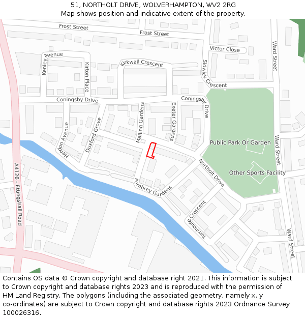 51, NORTHOLT DRIVE, WOLVERHAMPTON, WV2 2RG: Location map and indicative extent of plot