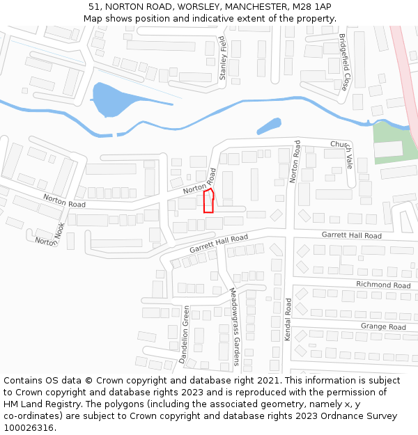 51, NORTON ROAD, WORSLEY, MANCHESTER, M28 1AP: Location map and indicative extent of plot