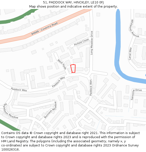 51, PADDOCK WAY, HINCKLEY, LE10 0FJ: Location map and indicative extent of plot