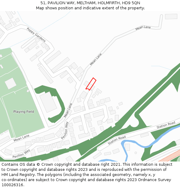 51, PAVILION WAY, MELTHAM, HOLMFIRTH, HD9 5QN: Location map and indicative extent of plot