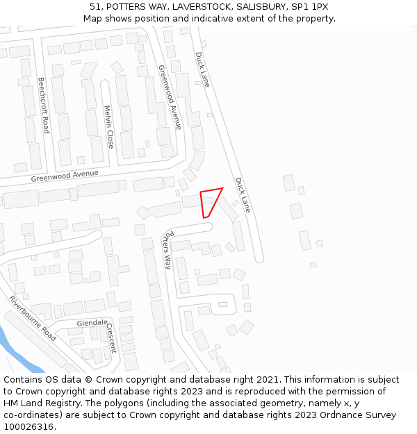 51, POTTERS WAY, LAVERSTOCK, SALISBURY, SP1 1PX: Location map and indicative extent of plot