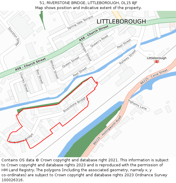 51, RIVERSTONE BRIDGE, LITTLEBOROUGH, OL15 8JF: Location map and indicative extent of plot