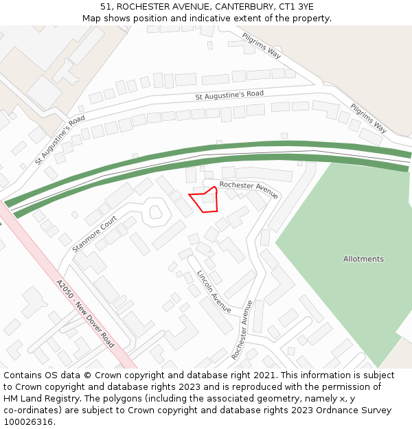 51, ROCHESTER AVENUE, CANTERBURY, CT1 3YE: Location map and indicative extent of plot