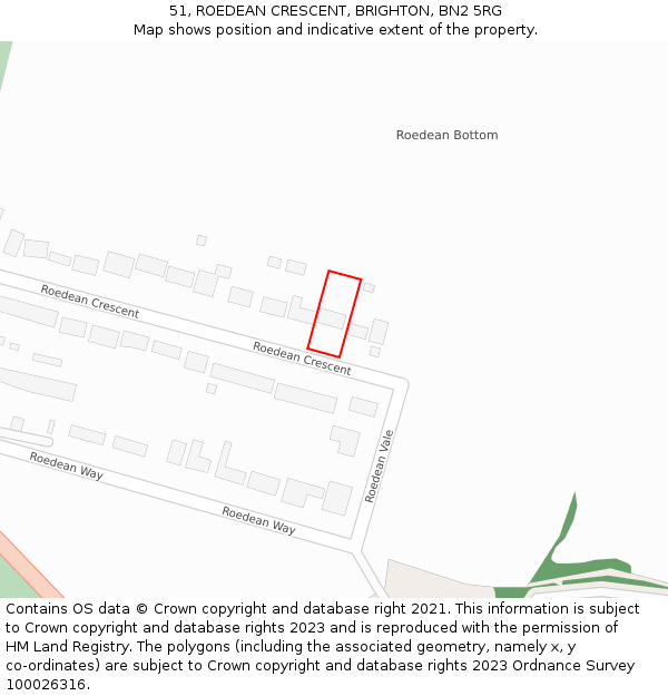 51, ROEDEAN CRESCENT, BRIGHTON, BN2 5RG: Location map and indicative extent of plot