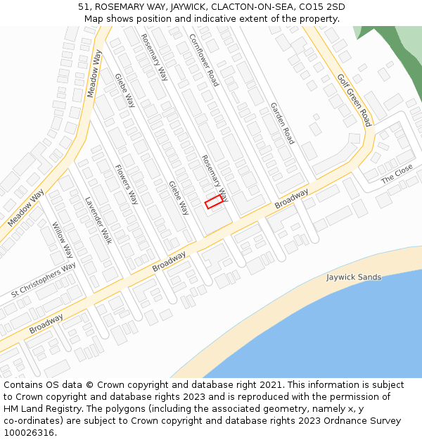 51, ROSEMARY WAY, JAYWICK, CLACTON-ON-SEA, CO15 2SD: Location map and indicative extent of plot