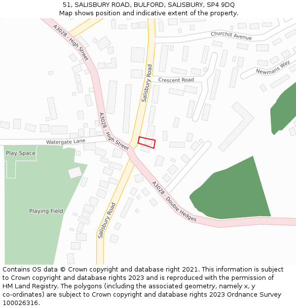 51, SALISBURY ROAD, BULFORD, SALISBURY, SP4 9DQ: Location map and indicative extent of plot