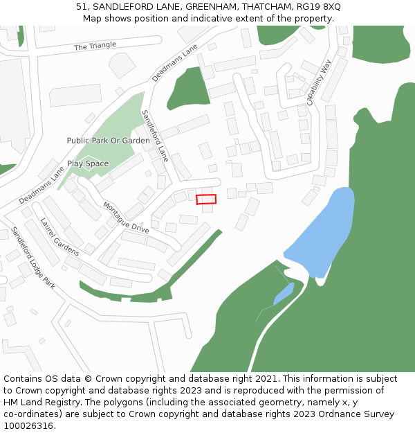 51, SANDLEFORD LANE, GREENHAM, THATCHAM, RG19 8XQ: Location map and indicative extent of plot