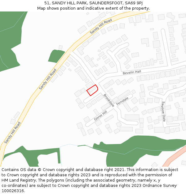 51, SANDY HILL PARK, SAUNDERSFOOT, SA69 9PJ: Location map and indicative extent of plot