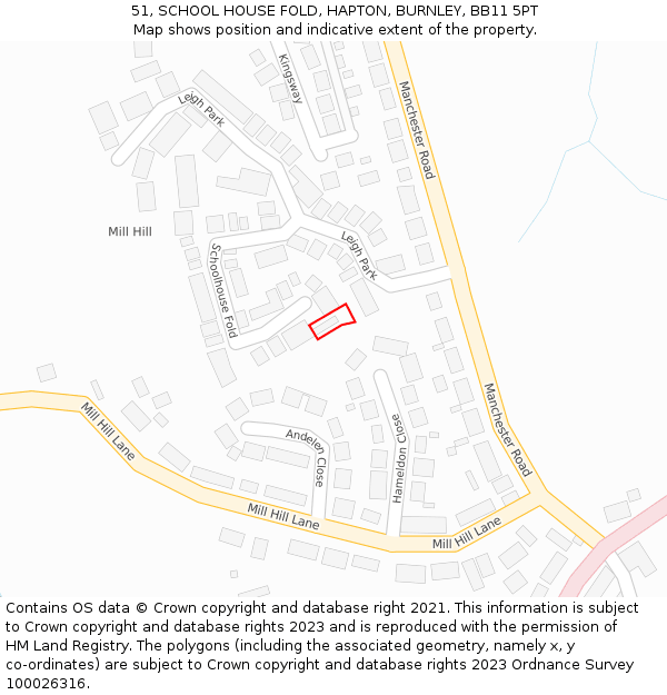 51, SCHOOL HOUSE FOLD, HAPTON, BURNLEY, BB11 5PT: Location map and indicative extent of plot