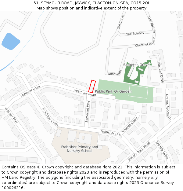 51, SEYMOUR ROAD, JAYWICK, CLACTON-ON-SEA, CO15 2QL: Location map and indicative extent of plot