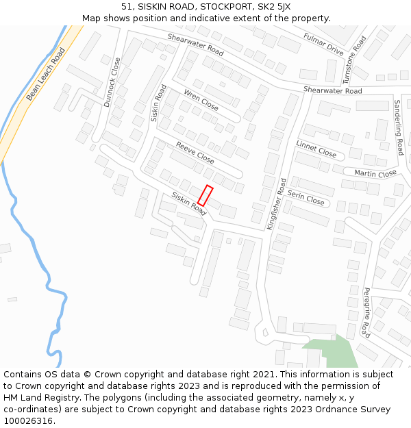 51, SISKIN ROAD, STOCKPORT, SK2 5JX: Location map and indicative extent of plot