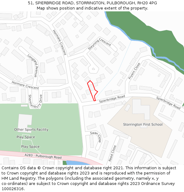 51, SPIERBRIDGE ROAD, STORRINGTON, PULBOROUGH, RH20 4PG: Location map and indicative extent of plot