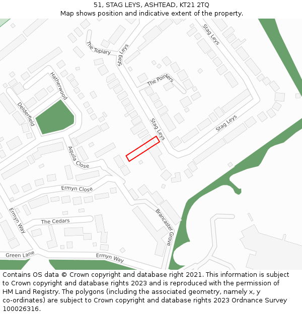 51, STAG LEYS, ASHTEAD, KT21 2TQ: Location map and indicative extent of plot